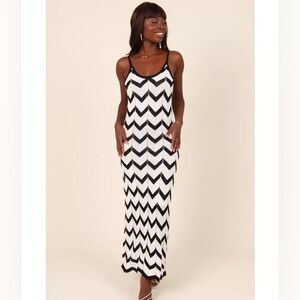 Petal & Pup Black and White Chevron Maxi Dress